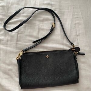 Tory burch cross body black leather bag